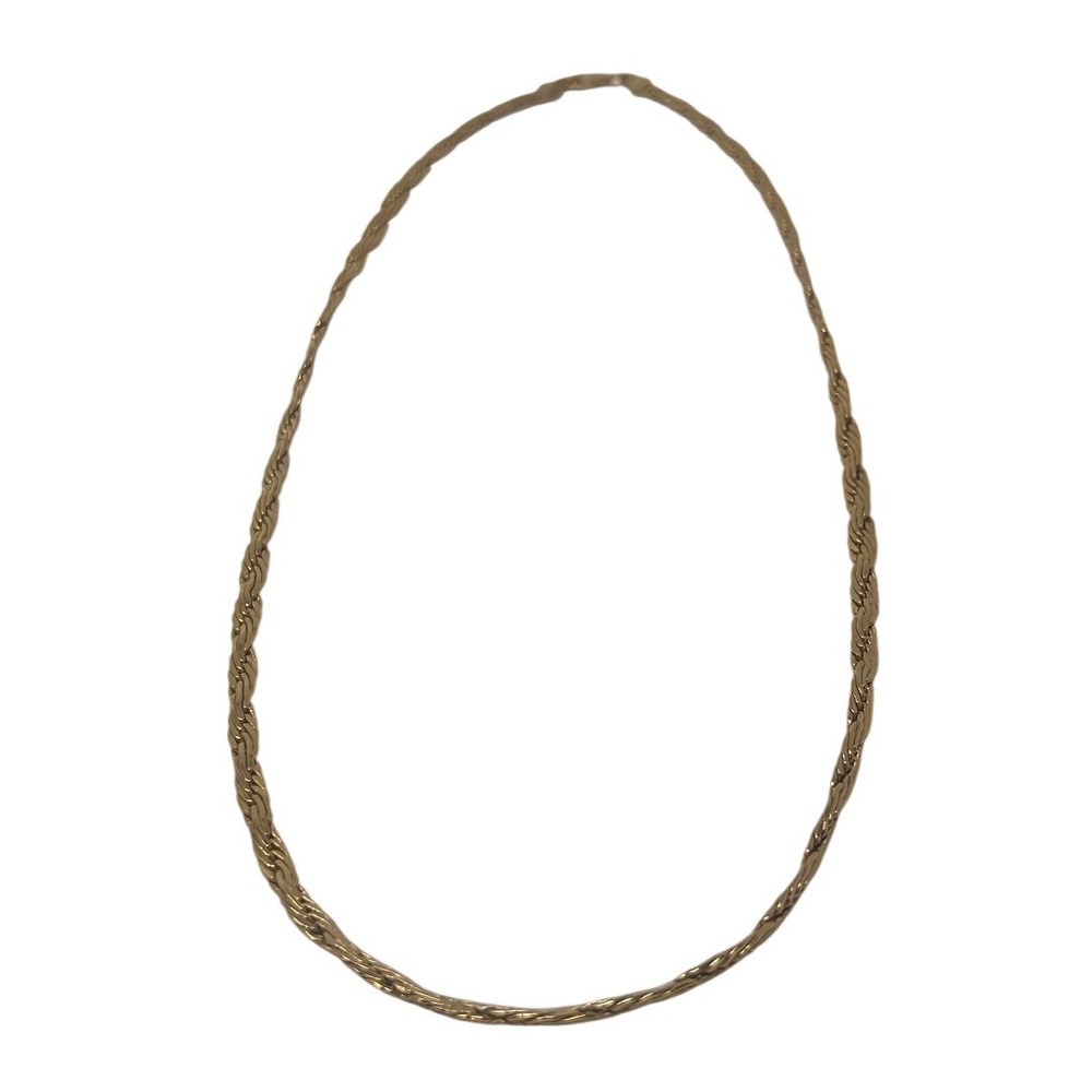 Vintage 24KGP Gold Plated Braided Twisted Rope Chain Necklace 23 Inch Minimalist - Picture 1 of 6